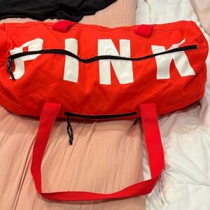 PINK Victoria's Secret Bright Red Duffle Bag